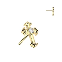 Premium G23 Titanium Crystal Budded Cross Luxe Threadless Top