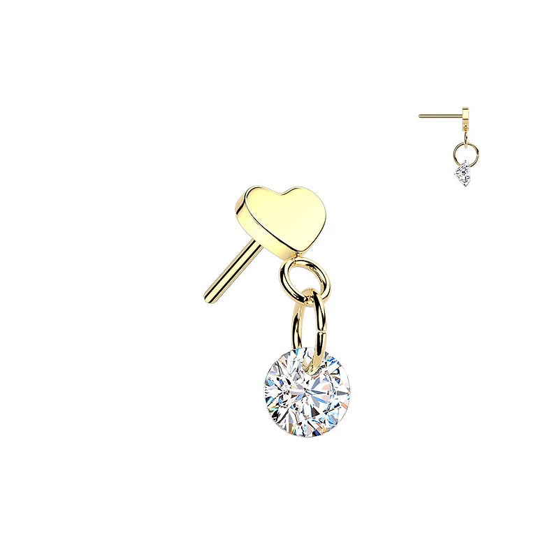 Premium G23 Titanium Heart + Round Dangle Threadless Top