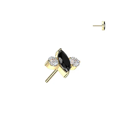 Premium G23 Titanium Marquise Center Crystal Threadless Top