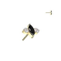 Premium G23 Titanium Marquise Center Crystal Threadless Top