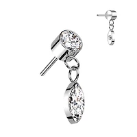 Premium G23 Titanium Crystal Chain Marquise Dangle Threadless Top