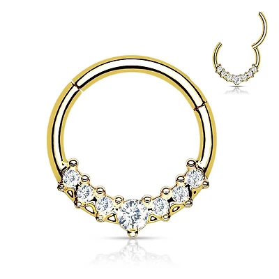 Claw-Set Crystals Segment Ring 16g