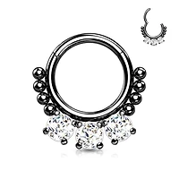 Premium Round Crystal + Dotwork Segment Ring 16g
