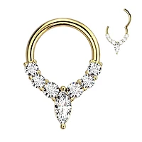 Premium Pointed Jewel Segment Ring 16g