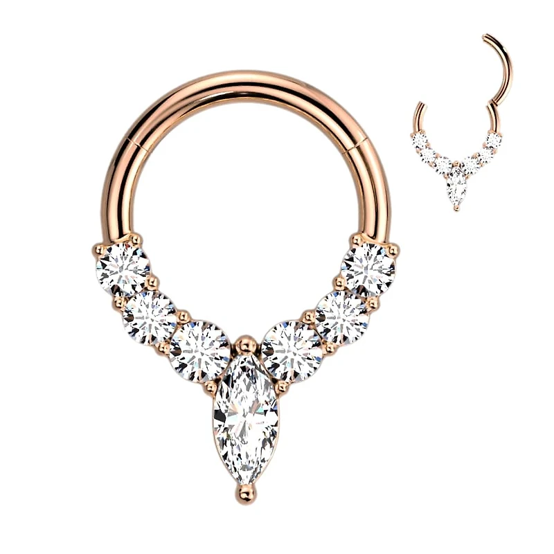 Premium Pointed Jewel Segment Ring 16g