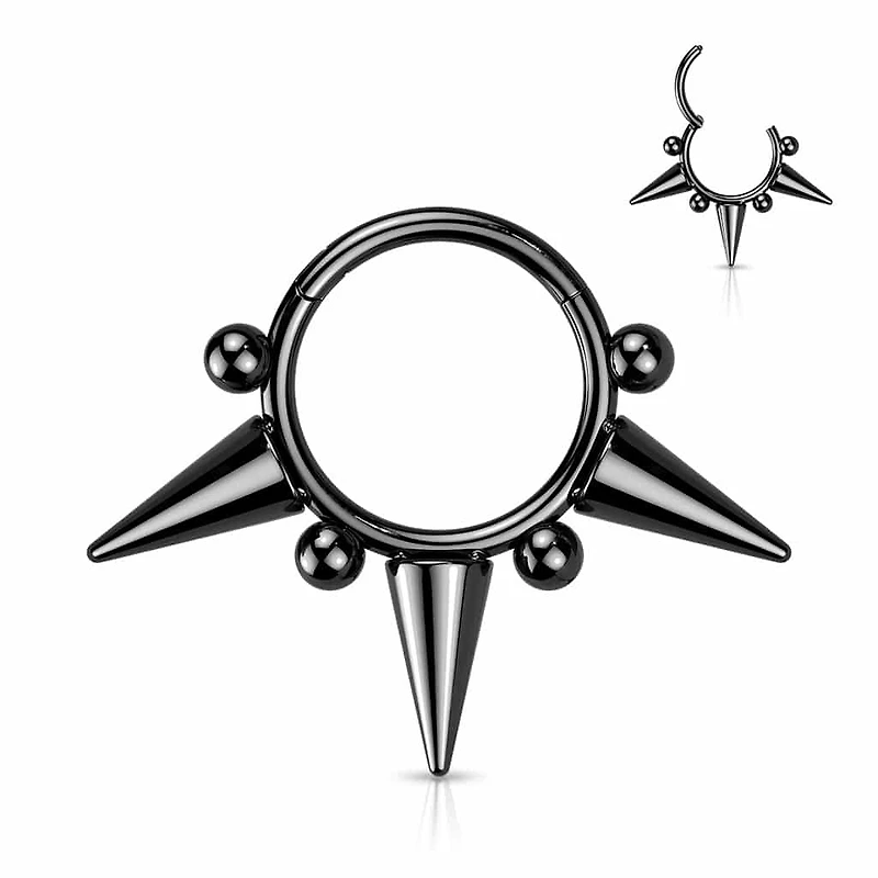 Premium Spikes + Dotwork Segment Ring 16g