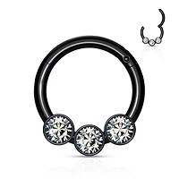 Premium 3 Bezel-Set Crystal Segment Ring 16g