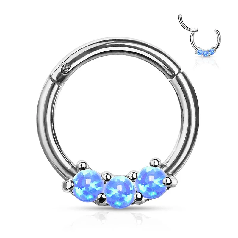 Premium 3 Claw-Set Opal Hinged Segment Ring 16g