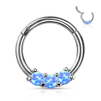 Premium 3 Claw-Set Opal Hinged Segment Ring 16g