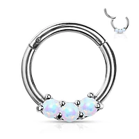 Premium 3 Claw-Set Opal Hinged Segment Ring 16g