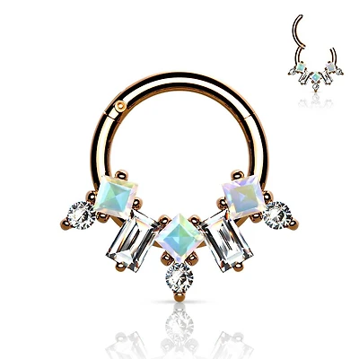 2 Tone Crystals Segment Ring 16g