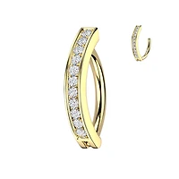 Claw-Set Crystal Rail Navel Clicker 14g