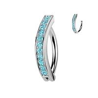 Claw-Set Crystal Rail Navel Clicker 14g
