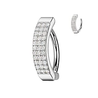 Claw-Set Crystal Three-Row Navel Clicker 14g