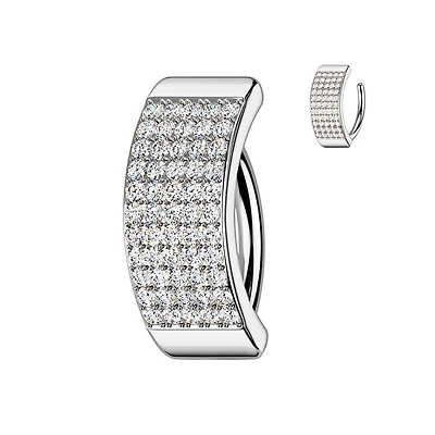 Claw-Set Crystal Five-Row Navel Clicker 14g
