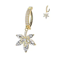 Claw-Set Crystal Hemp Leaf Dangle Clicker 14g