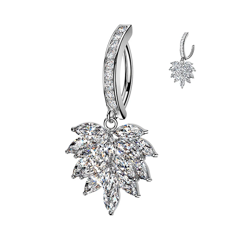 Crystal Leaf Cluster Dangle Clicker 14g