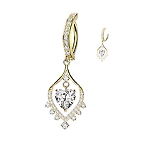 Crystal Heart Drop Dangle Clicker 14g