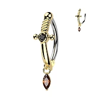 Dagger Marquise Crystal Dangle Clicker 14g