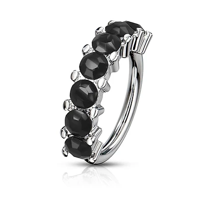 Large Crystal Jewel Edge Bendable Ring 18g