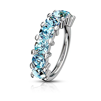 Large Crystal Jewel Edge Bendable Ring 18g