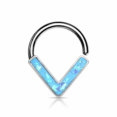 V-Shaped Opal Bendable Ring 16g