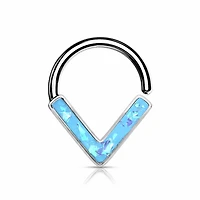 V-Shaped Opal Bendable Ring 16g