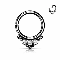 Bezel-Set Crystals + Dotwork Bendable Ring 16g