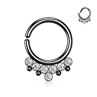 Bezel-Set Crystals + Dotwork Bendable Ring 16g