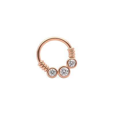 Rose Gold 3-Bezel-Set Crystal Bendable Ring 16g