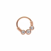 Rose Gold 3-Bezel-Set Crystal Bendable Ring 16g