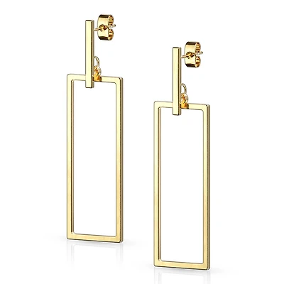Geometric Rectangle Dangle Stud Earrings