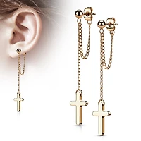 Cross + Chain Stud Earrings
