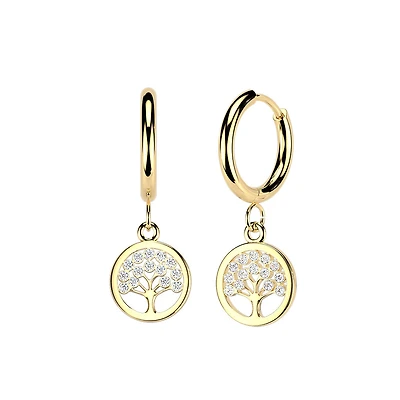 Lifetree Crystal Dangle Cuff Earrings