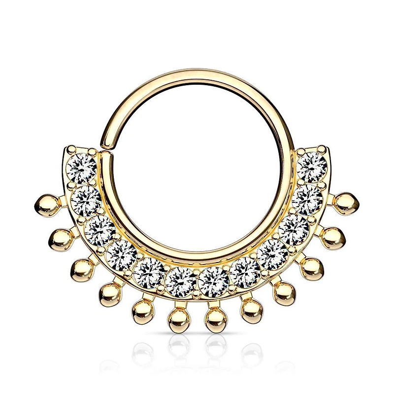 Jewel + Dotwork Bendable Ring 16g