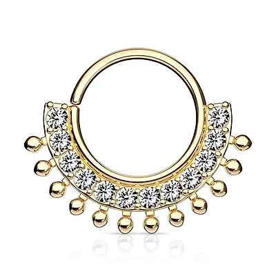 Jewel + Dotwork Bendable Ring 16g