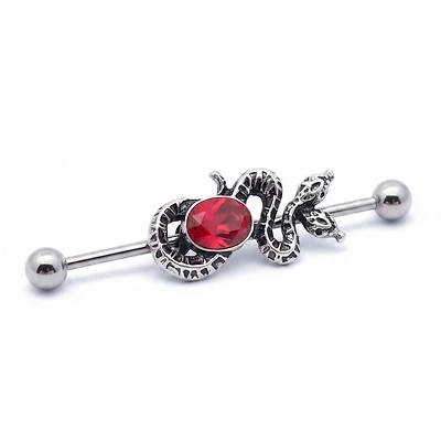 Crystal Snake Fancy Industrial Barbell 14g