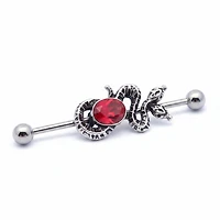 Crystal Snake Fancy Industrial Barbell 14g