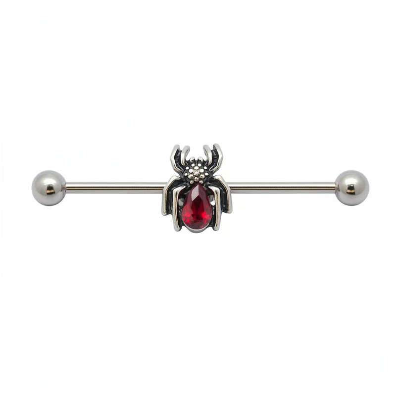 Crystal Spider Fancy Industrial Barbell 14g