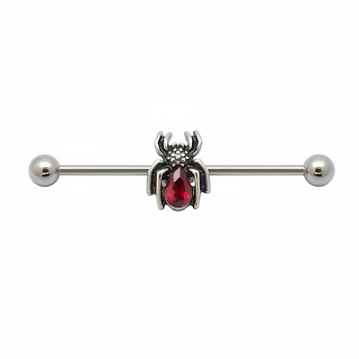 Crystal Spider Fancy Industrial Barbell 14g