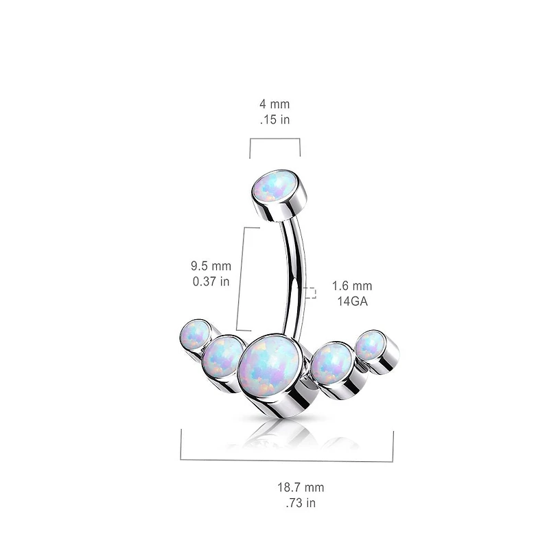 PREMIUM Titanium Opal Rim Navel Barbell 14g