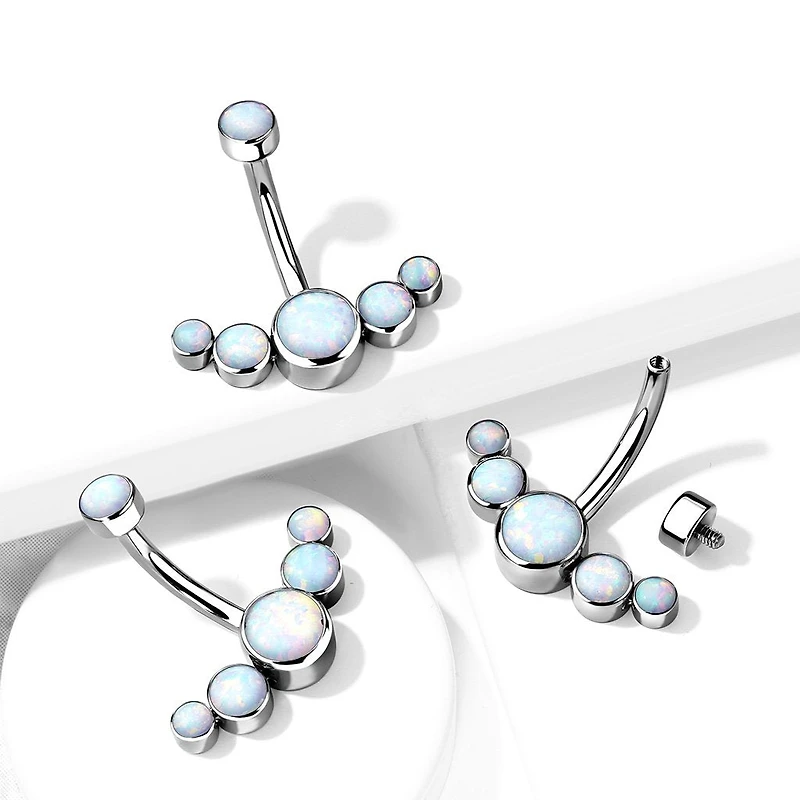 PREMIUM Titanium Opal Rim Navel Barbell 14g