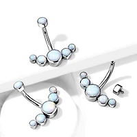 PREMIUM Titanium Opal Rim Navel Barbell 14g