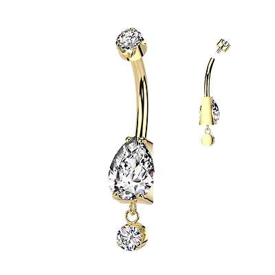Premium G23 Titanium Tear Drop Chain Navel Dangle 14g