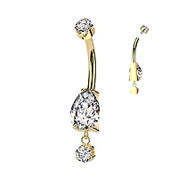 Premium G23 Titanium Tear Drop Chain Navel Dangle 14g