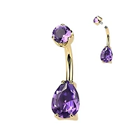 PREMIUM Titanium Crystal Tear Drop Navel Barbell 14g
