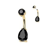 PREMIUM Titanium Crystal Tear Drop Navel Barbell 14g