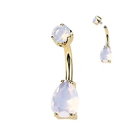PREMIUM Titanium Crystal Tear Drop Navel Barbell 14g