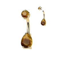 PREMIUM Titanium Crystal Tear Drop Navel Barbell 14g