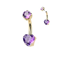 Premium G23 Titanium Claw-Set Heart Stone Internally Threaded Belly Ring 14g